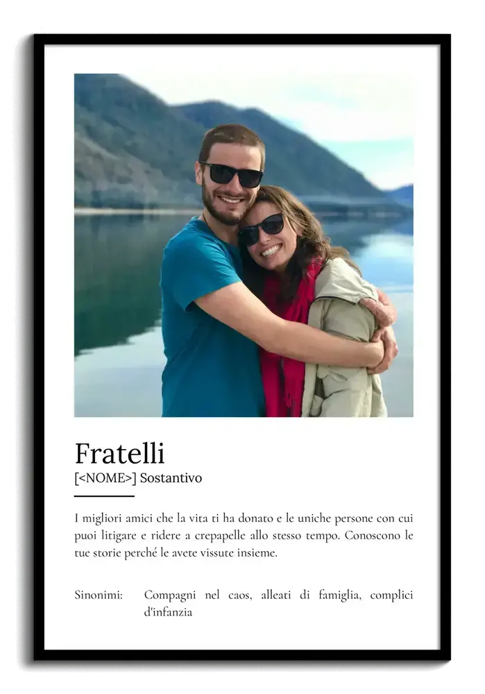 Poster con foto e definizione in cornice nera, regalo personalizzato per fratello e sorella