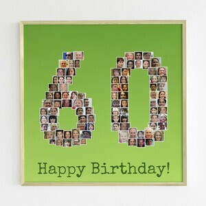 Collage Numero 60 su Alu-Dibond - Personalizza il tuo regalo di compleanno