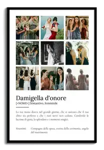 Definisci la tua "Damigella d'onore" con foto e testo personalizzati