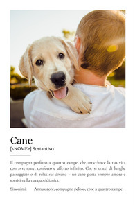 Crea il tuo poster "Definizione Cane" personalizzato con foto e testo!