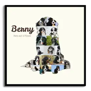 Crea la tua Collage Berner con Foto del tuo Cane e Testo Personalizzato