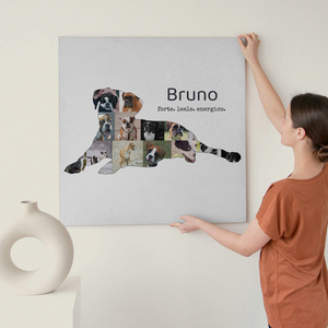 Crea il tuo collage silhouette Boxer con foto e testo personalizzati per il tuo amico fedele!