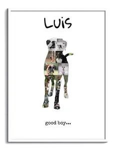 Crea il tuo collage silhouette Boxer con foto e testo personalizzati per il tuo amico fedele!