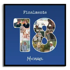 Collage 18° compleanno con numero e testo