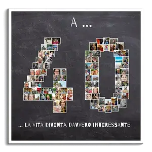Crea Collage Foto 40° Compleanno Personalizzato con Testi e Foto