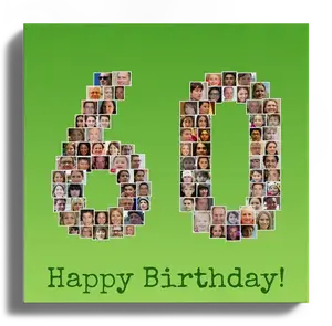 Collage Numero 60 su Alu-Dibond - Personalizza il tuo regalo di compleanno