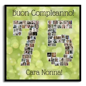 Crea il tuo collage foto 75 per tua Nonna – sfondo verde, regalo compleanno, con dedica