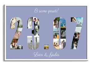Collage data matrimonio su tela con tante tue foto: personalizza ora i nomi