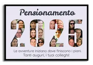 Crea Collage "Pensione" con Anno e Frasi Personalizzate per Colleghi
