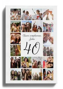 Collage di foto numero 40: personalizza ora, regalo per 40 anni, compleanno o anniversario