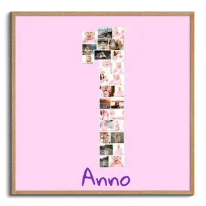 Collage Primo Compleanno: Personalizza il tuo Numero 1 in Rosa