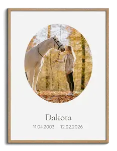 Crea un poster collage ricordo per cavallo defunto con foto, nome e date