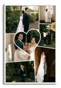 Crea collage scrapbook matrimonio e fidanzamento pulita con foto in stile stampa