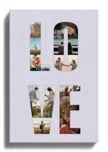 Collage "LOVE" personalizzata con foto per celebrare i tuoi momenti speciali