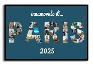 Crea il tuo collage foto nella scritta Parigi su tela: personalizza con anno