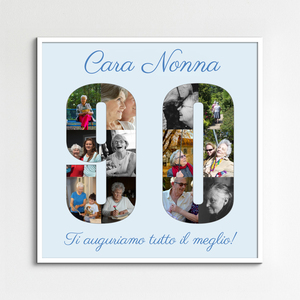 Collage di foto per 90 anni: Personalizza e crea il tuo regalo unico!