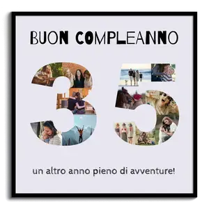 Collage di compleanno 35: Personalizza foto, testo e stile!
