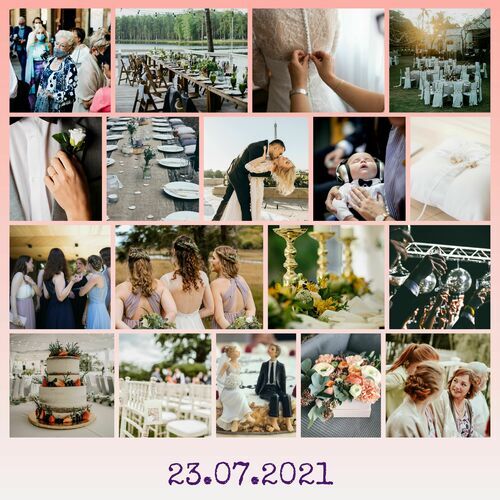 Crea la tua collage matrimonio personalizzata: Immagini e data uniche