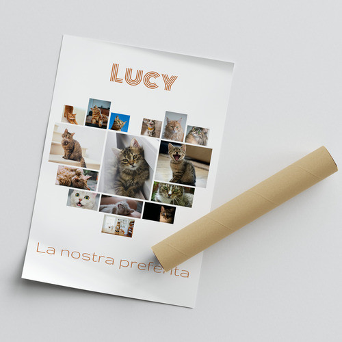 Collage a cuore con foto del tuo gatto – crea ora e personalizza testo o nome