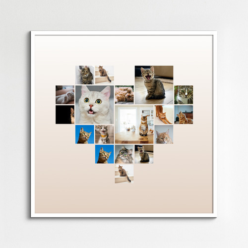 Collage a cuore con foto del tuo gatto – crea ora e personalizza testo o nome