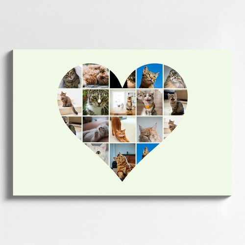Collage a cuore con foto del tuo gatto – crea ora e personalizza testo o nome