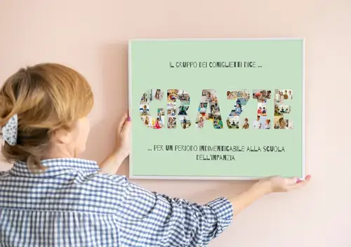 Collage di foto in lettere "Grazie" per bambini