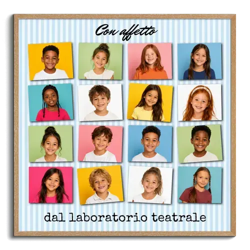 Foto di gruppo con foto di bambini come collage regalo daddio per maestro