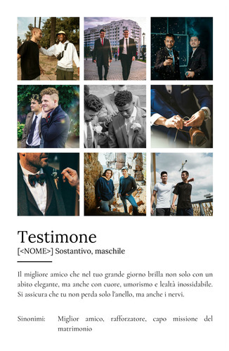 Crea il tuo poster definizione "Testimone" personalizzato con foto e testo