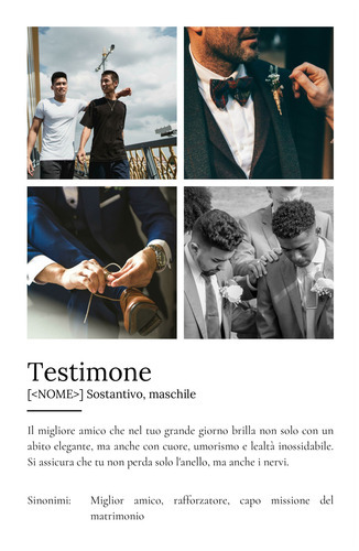 Crea il tuo poster definizione "Testimone" personalizzato con foto e testo