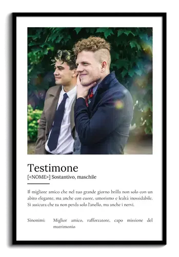 Crea il tuo poster definizione "Testimone" personalizzato con foto e testo