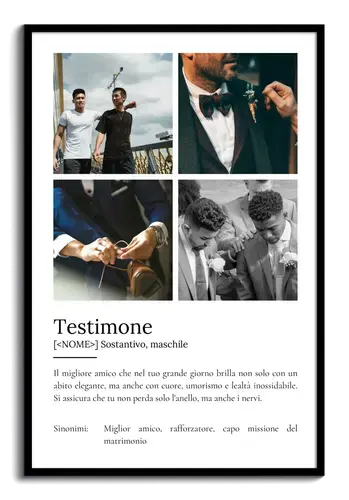Crea il tuo poster definizione "Testimone" personalizzato con foto e testo