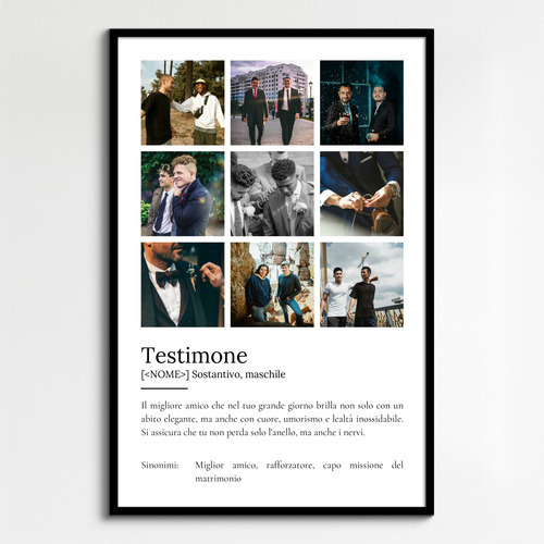 Crea il tuo poster definizione "Testimone" personalizzato con foto e testo