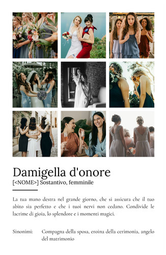 Definisci la tua "Damigella d'onore" con foto e testo personalizzati