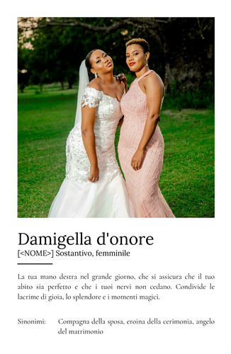 Definisci la tua "Damigella d'onore" con foto e testo personalizzati