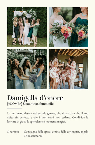 Definisci la tua "Damigella d'onore" con foto e testo personalizzati