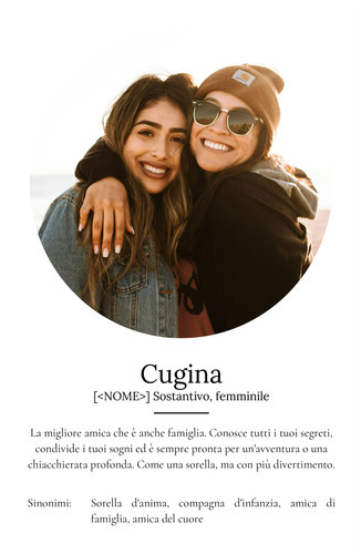 Regala un Poster Definitions per la tua Cousine con Foto e Testo Personalizzato!