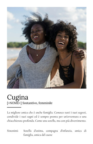 Regala un Poster Definitions per la tua Cousine con Foto e Testo Personalizzato!
