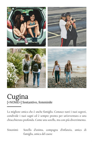 Regala un Poster Definitions per la tua Cousine con Foto e Testo Personalizzato!