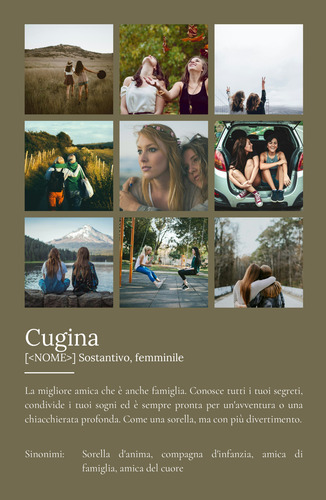 Regala un Poster Definitions per la tua Cousine con Foto e Testo Personalizzato!