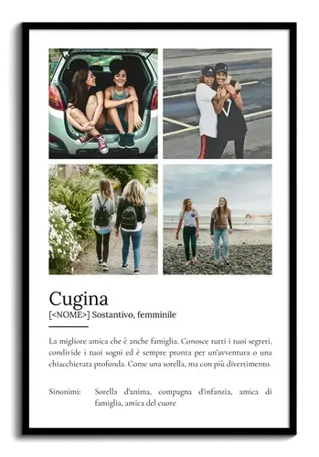 Regala un Poster Definitions per la tua Cousine con Foto e Testo Personalizzato!