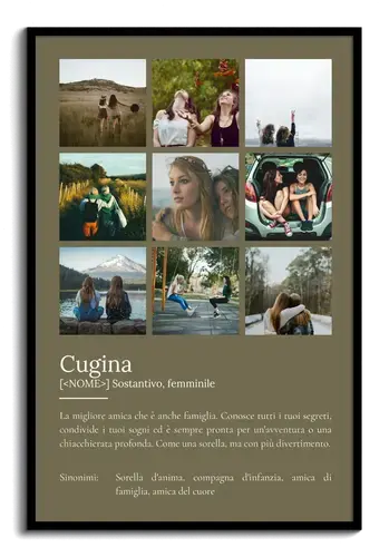 Regala un Poster Definitions per la tua Cousine con Foto e Testo Personalizzato!