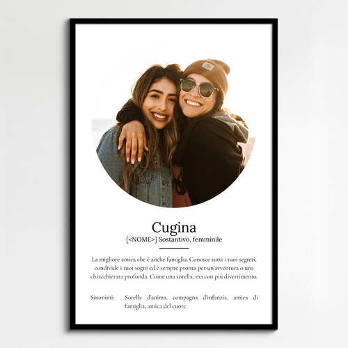 Regala un Poster Definitions per la tua Cousine con Foto e Testo Personalizzato!