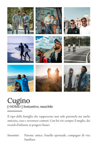 Crea il tuo poster definizione "Cugino" con foto e testo personalizzato