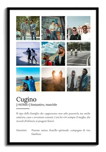 Crea il tuo poster definizione "Cugino" con foto e testo personalizzato