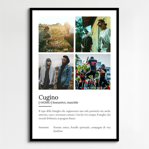 Crea il tuo poster definizione "Cugino" con foto e testo personalizzato