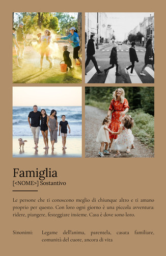 Crea il tuo poster definizione Famiglia personalizzato con foto e testo speciali