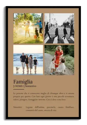 Crea il tuo poster definizione Famiglia personalizzato con foto e testo speciali