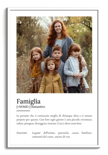 Crea il tuo poster definizione Famiglia personalizzato con foto e testo speciali