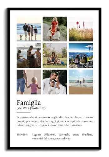 Crea il tuo poster definizione Famiglia personalizzato con foto e testo speciali