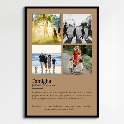 Crea il tuo poster definizione Famiglia personalizzato con foto e testo speciali